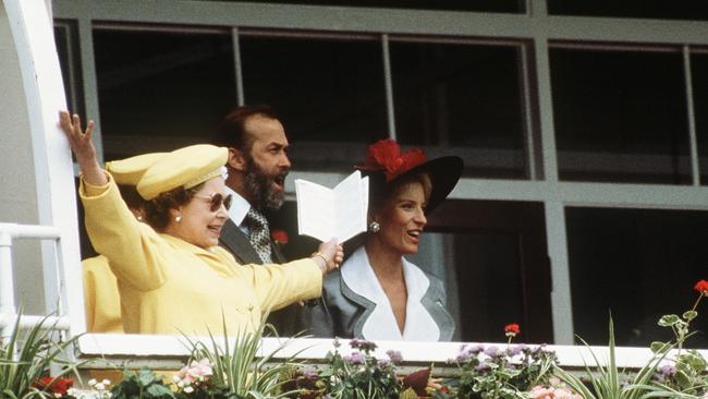 Queen Elizabeth II, with the Prince and Princess of Kent, watching the Derby winner in 1989 in Epsom. Picture: Getty Images.