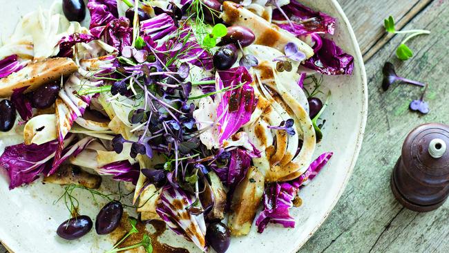 Red leaves, fennel and artichoke.