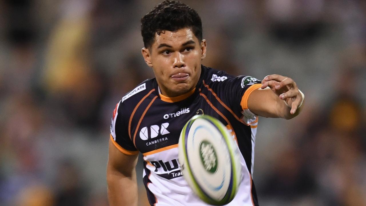 Noah Lolesio of the Brumbies in action at GIO Stadium in Canberra.