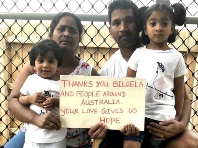 Tamil asylum seekers Nadesalingnam, wife Priya, and their Australian-born daughters Dharuniga and Kopiga.