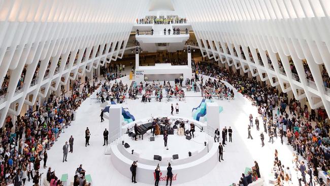 Crowds gather for the opening of the Westfield World Trade Centre mall in New York, August 2016. Picture: AP Photo/Mark Lennihan