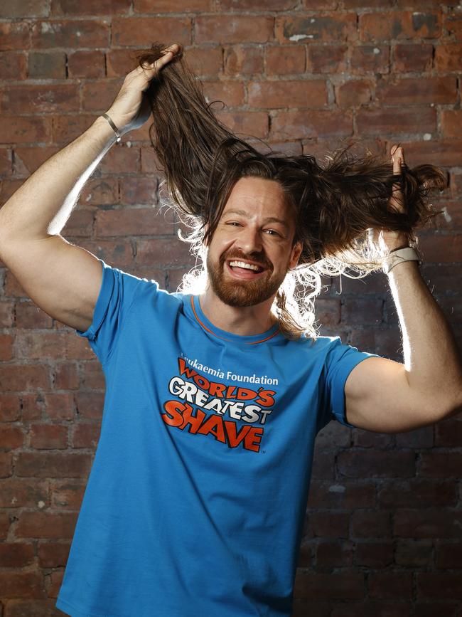 He hopes his hair will be transformed into a wig – or a mop. Picture: Alex Coppel