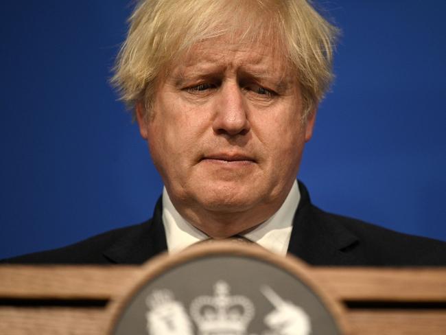 Boris Johnson announces the lifting of restrictions. Picture: Getty Images.