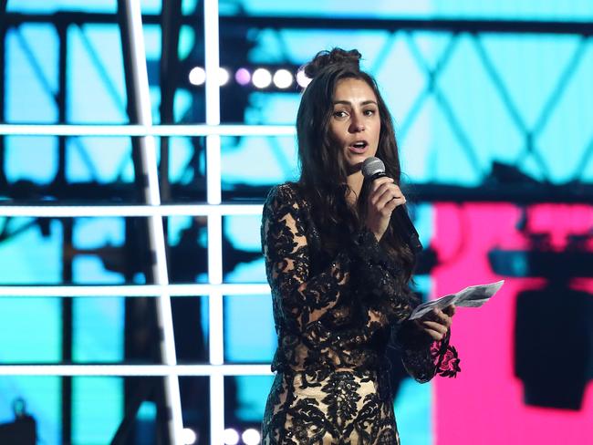 Amy Shark accepts the ARIA Award for Best Album during the 32nd Annual ARIA Awards 2018 in Sydney in November. Picture: Mark Metcalfe/Getty Images