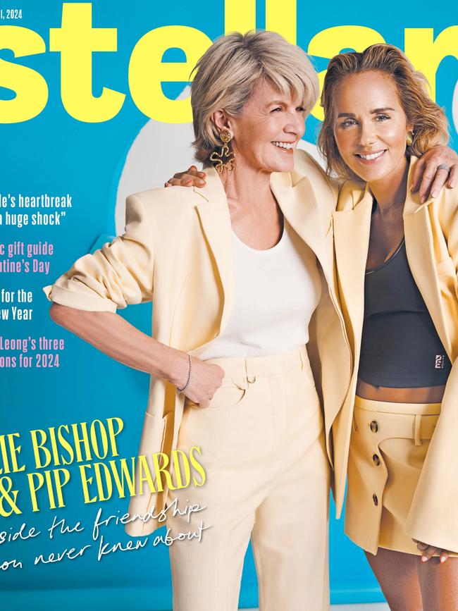 Julie Bishop and Pip Edwards on the cover of today’s Stellar. Picture: Stellar