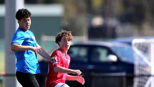 Under-14s soccer - North Geelong (Red) v Berwick City.  Picture: Mike Dugdale