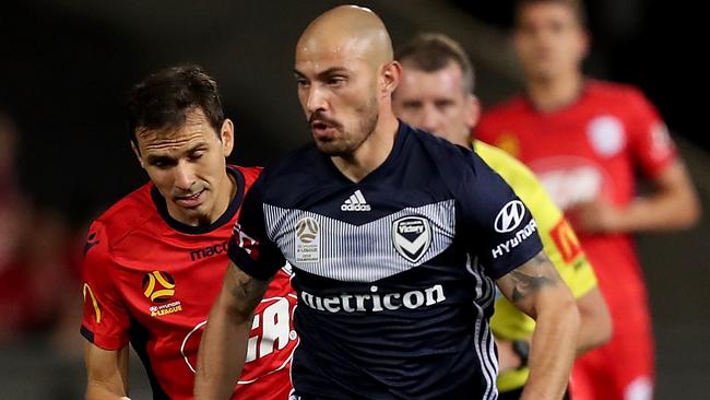 SA-born James Troisi, pictured playing for Melbourne Victory, has had informal talks about joining Adelaide United. Picture: AAP Image/David James Elsby