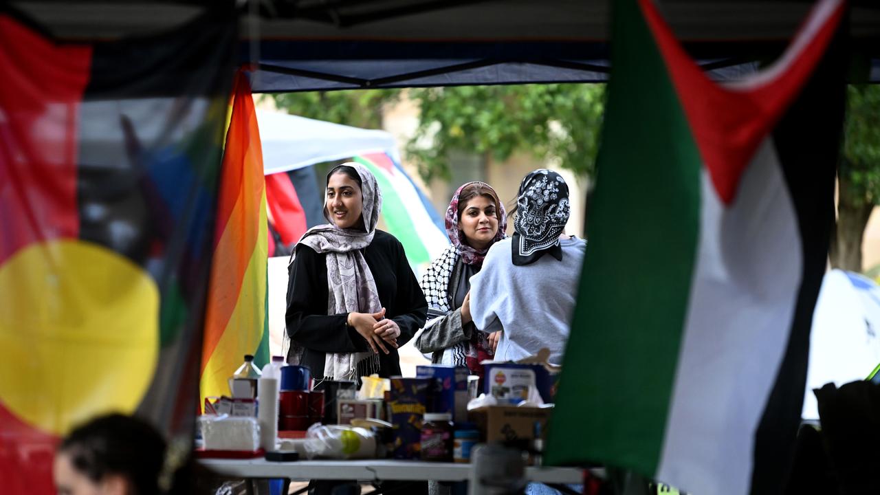 Pro Palestinian protest camp at the University of Queensland (UQ) in Brisbane. Picture: Dan Peled/NCA NewsWire