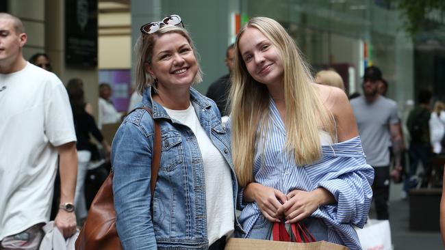 Chantelle Potgieter with her daughter Megan at Sydney’s Pitt St Mall. Picture: Britta Campion