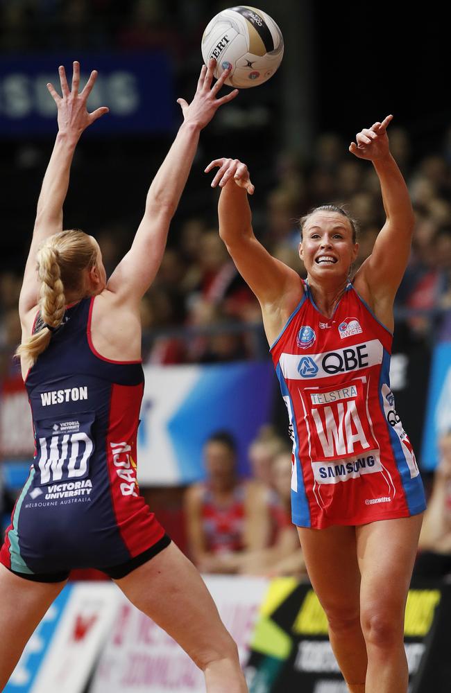 Kim Green in action for her old club, the Swifts, who have been decimated by Collingwood and Giants signings.