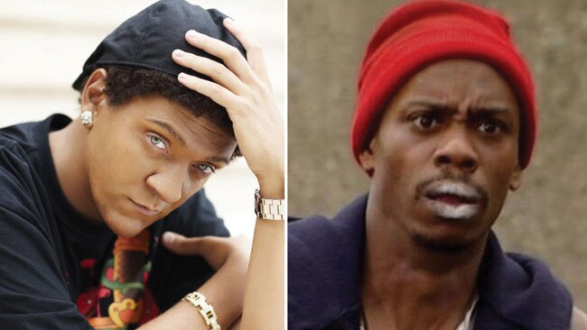 Chris Lilley as rapper S.mouse and Dave Chappelle as Tyrone the Crackhead. Pictures: Supplied