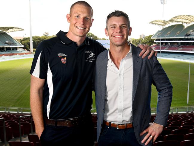 ADVERTISER FOUNDATION GRAND FINAL LUNCHEON AT ADELAIDE OVAL. Sam Jacobs and Cam Mooney.  Picture: Tricia Watkinson