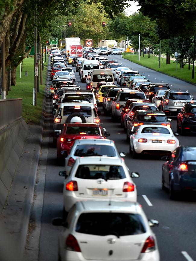 Heavy traffic in City Rd due to the Paul McCartney concert. Picture: Jay Town