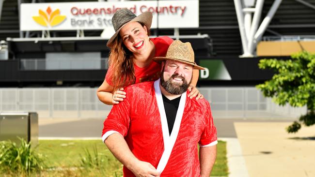 Weddings and Events by Prestige Hope are hosting 'The Not Fussy Christmas Party' at Queensland Country Bank Stadium. Co-Owners Emma Perry and Tom Foley. Picture: Alix Sweeney