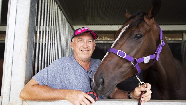 Trainer Rob Heathcote and Rothfire. Picture: AAP/Attila Csaszar