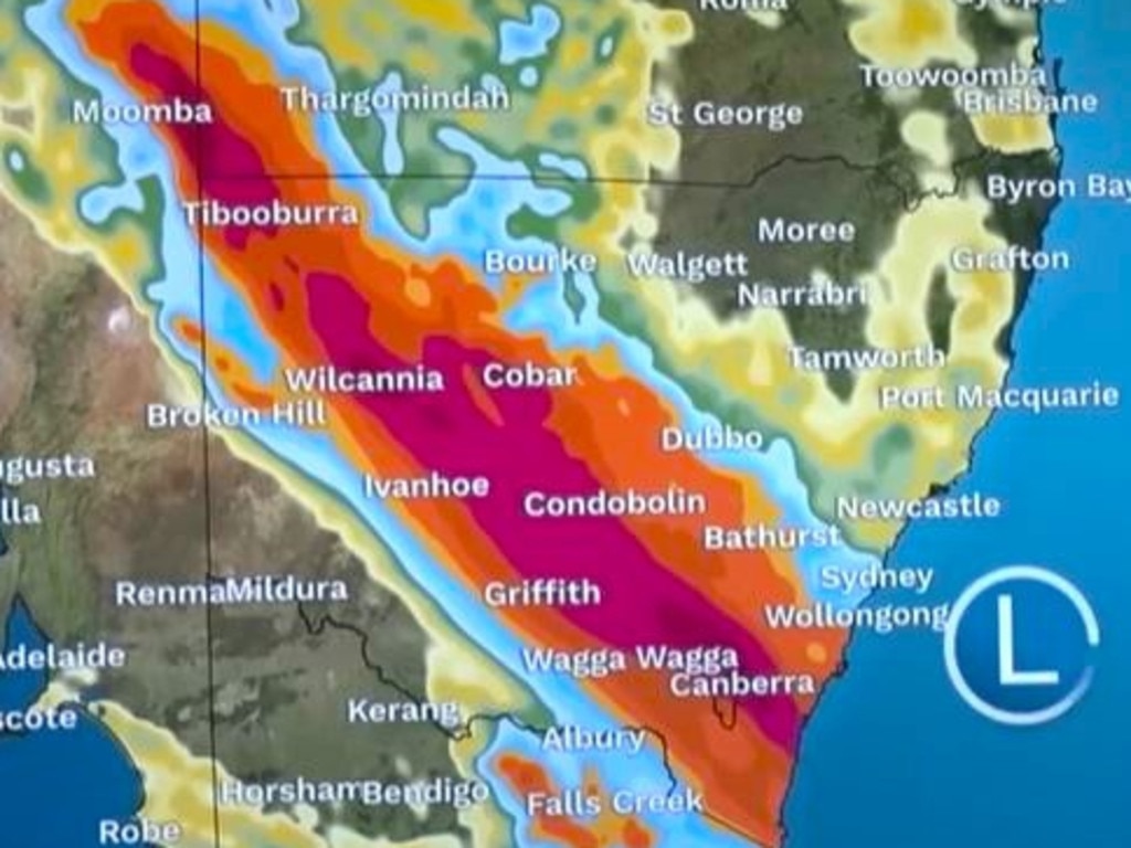 A large swather of NSW and the ACT could see heavy rain on Tuesday. Picture: BOM.