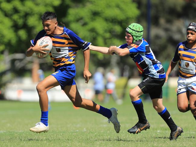 SURFERS PARADISE RUGBY, GOLD COAST , AUSTRALIA - April 10, 2021: Far North Coast U13s v USQ Saints U13s - Day Two of King of the Country rugby tournament.Played at Surfers Paradise Eagles Rugby Ground at Southport. Picture: Scott Powick Newscorp