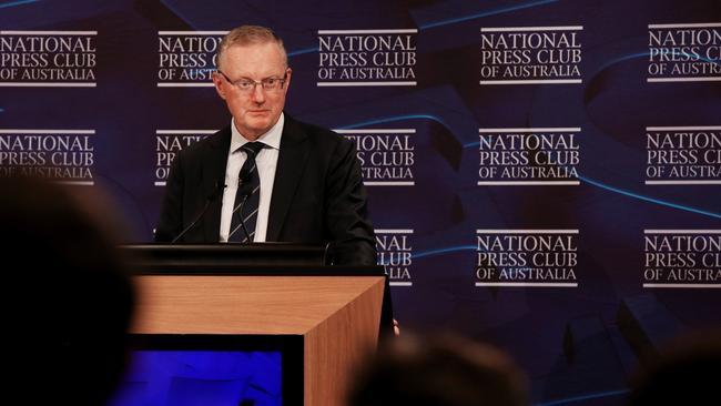 Reserve Bank of Australia governor Philip Lowe addresses the National Press Club. Picture: Getty Images