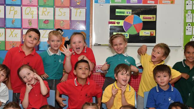 MY FIRST YEAR: Funny faces. Kuluin State School Preps. Picture: Patrick Woods.