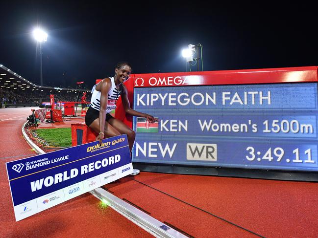 Kipyegon shattered the previous world record by almost a full second. Picture: Valerio Pennicino/Getty Images