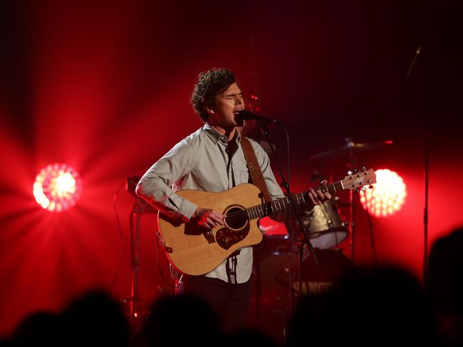 Now forever on the road ... Vance Joy performs during The X Factor live show on November 11. Picture: Jonathan Ng