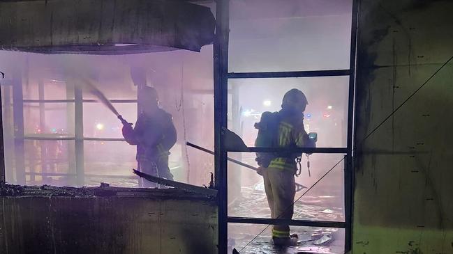 Barkers Lodge Rd, Oakdale dog breeding facility building burnt down. Picture: Rural Fire Service NSW