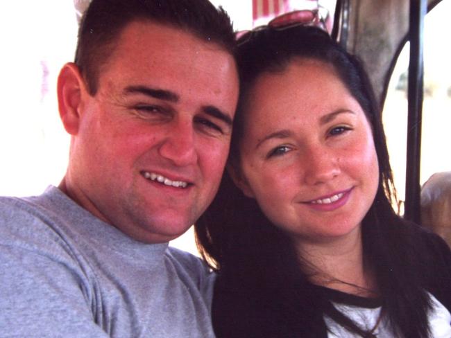 Slain police officer Glenn McEnallay with his fiance Amanda Mahon.