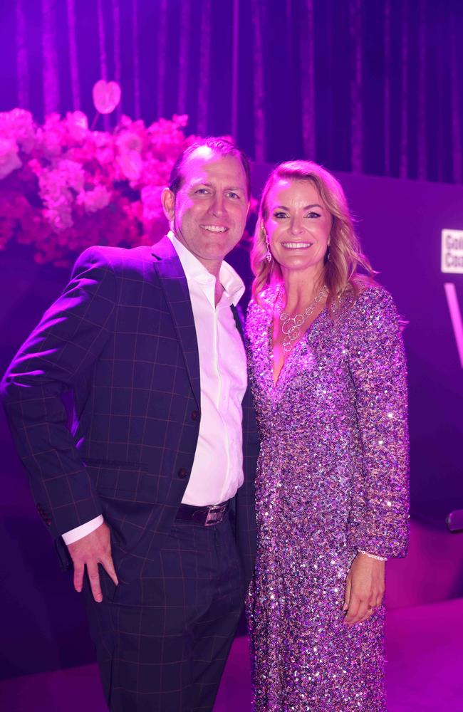 Ryan Keen and Belinda Dawes at Gold Coast Bulletin Women of the Year Awards Presented by Harvey Norman 2024. Picture, Portia Large.