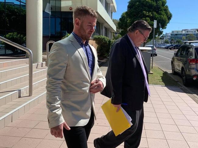 Trent John Samuels (left) leaves court.