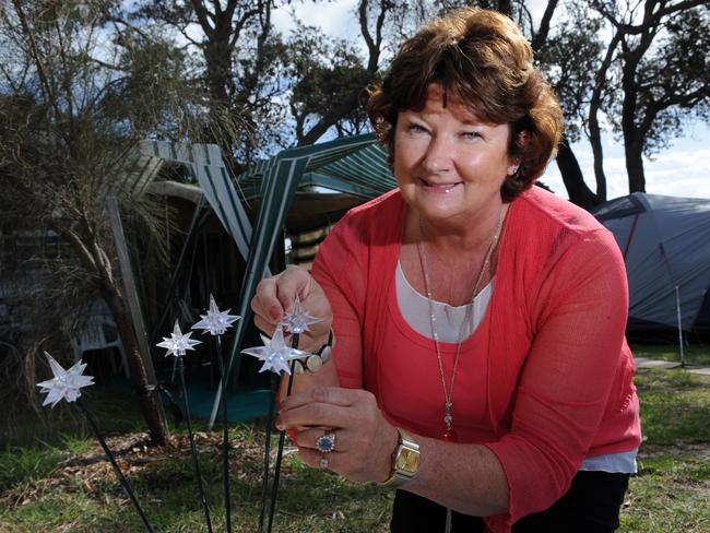 Kerry Mantes from Ringwood North celebrated the end of 2008 while gets her star spike camping on the Rye foreshore. Picture: Nicole Garmston