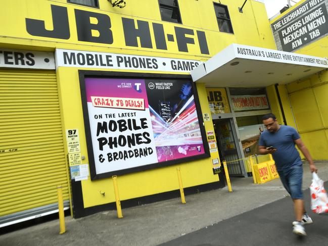 SYDNEY, AUSTRALIA - NewsWire Photos FEBRUARY, 15, 2021: An exterior view of a JB HI-FI store at Leichhardt in Sydney. Picture: NCA NewsWire/Joel Carrett