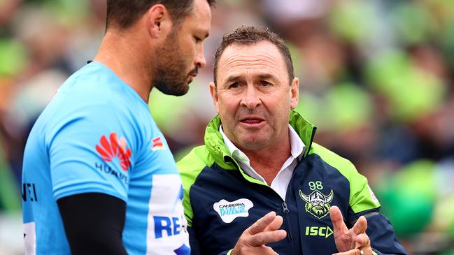 Raiders coach Ricky Stuart lost three players in the first 12 minutes against the Warriors.