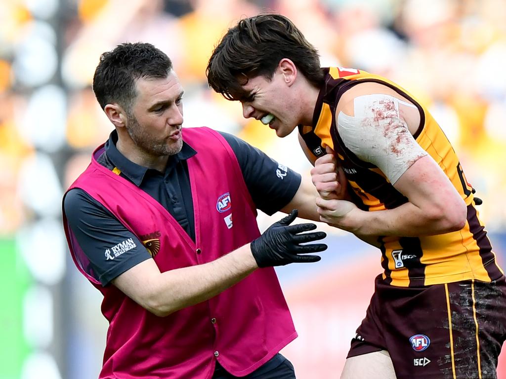 Will Day leaves the field on Saturday. Picture: Josh Chadwick/AFL Photos/via Getty Images.