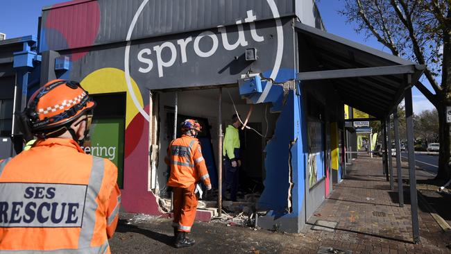 A light truck carrying smallgoods has crashed into Sprout catering school on Sir Donald Bradman Dr. Picture: Naomi Jellicoe