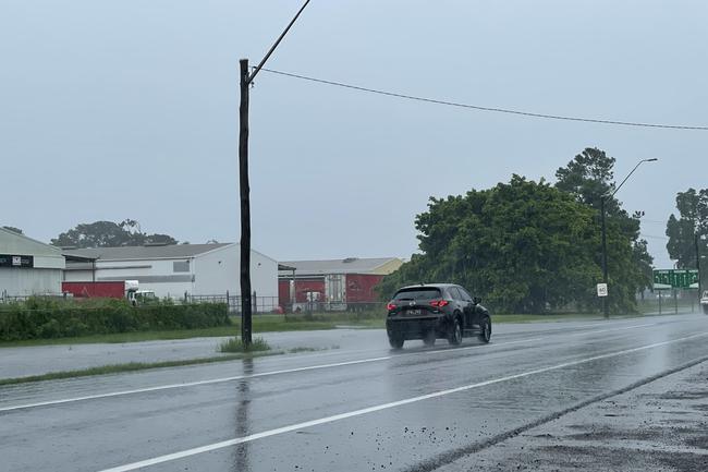 Water threatening to spill over Archibald St after 150mm hit Mackay overnight, with more rain predicted. Photo taken at 8am on February 4, 2025. Picture: Janessa Ekert