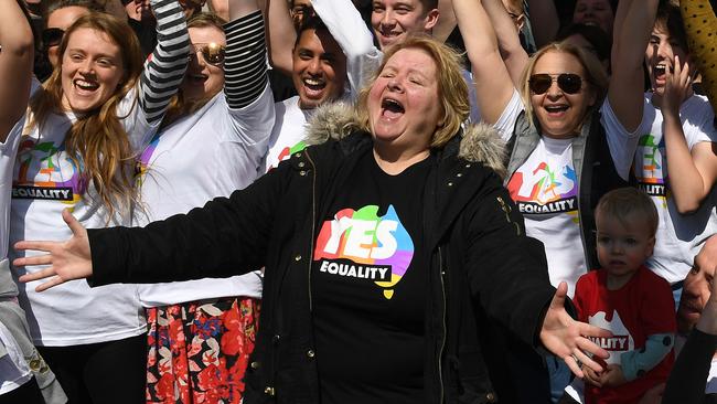 Actress Magda Szubanski at a marriage equality rally in Melbourne. Picture: Julian Smith/AAP