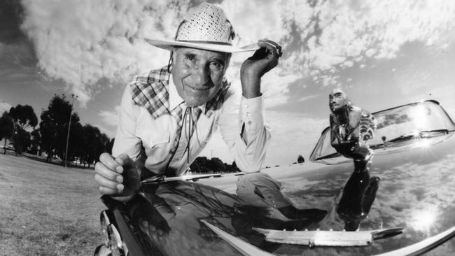 Pat Staltari preparing his 1959 “Elvis 1” Cadillac convertible for the Rock’n’Roll Rendezvous at Birdwood in 1995, when he was aged 70. Picture: The Advertiser