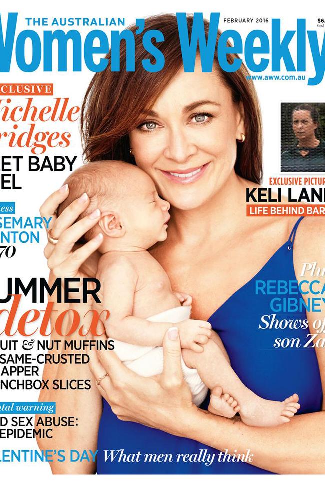 Bridges shows off baby Axel on the newest Australian Women's Weekly. Picture: Australian Women's Weekly