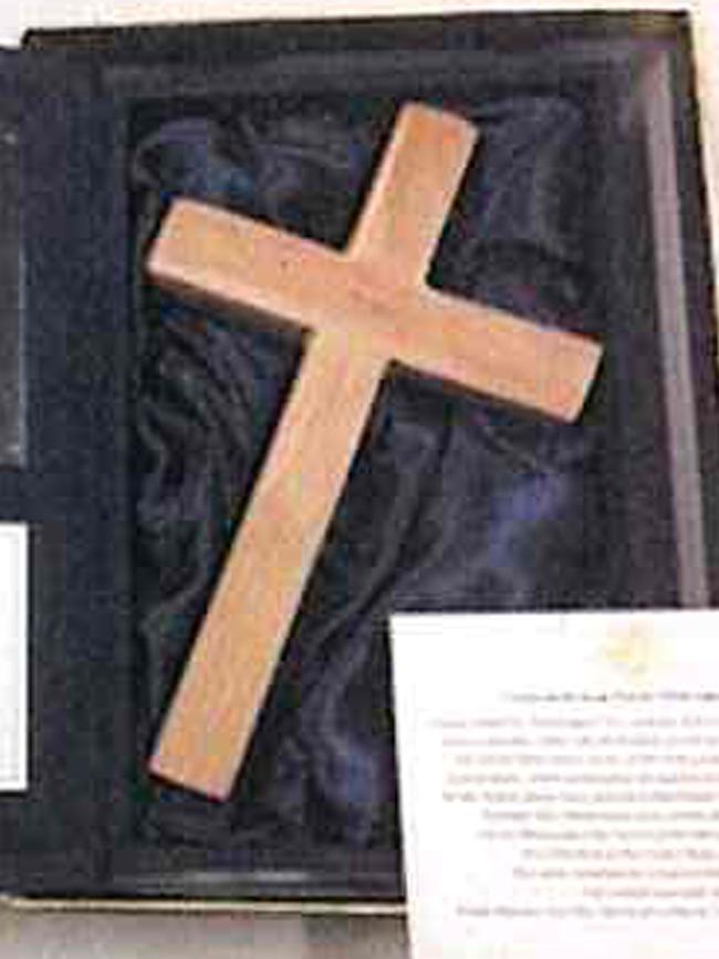 The wooden cross.