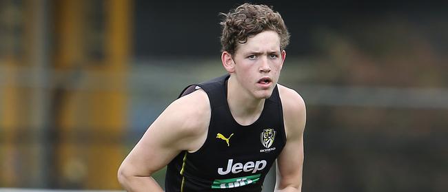 Riley Collier-Dawkins at Richmond pre-season training at Punt Rd. Picture: Michael Klein