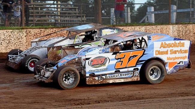 Phillip Roberts is one of the hot contenders in the Queensland title for V8 Dirt Modifieds at the Maryborough Speedway this weekend. Picture: Valerie Horton