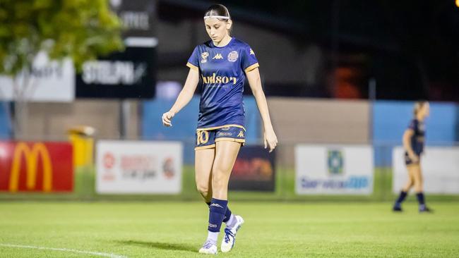 Hellenic star Sophia Makrylos has proven herself yet again in the 2023 NT Football Women's Premier League. Picture: Daniel Abrantes