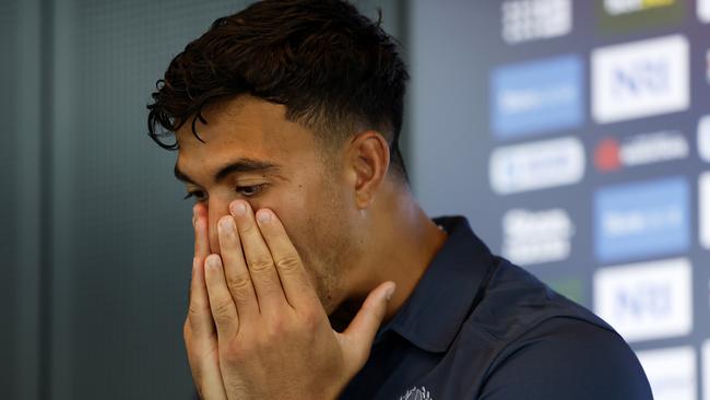 DAILY TELEGRAPH JANUARY 16, 2025. Joseph-Aukuso Suaalii at NSW Waratahs training in Daceyville ahead of the Super Rugby season. Picture: Jonathan Ng