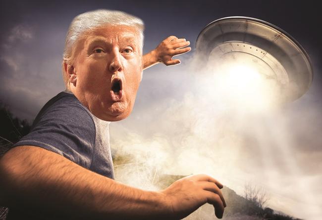 Donald Trump just has to be an alien. I am 99% sure Donald Trump is an alien. Or a reptilian beast in a jaundiced skin-suit. . Picture: Digitally altered