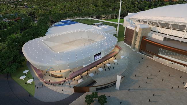 An artist’s impression of the proposed $150 million Memorial Drive centre court redevelopment.