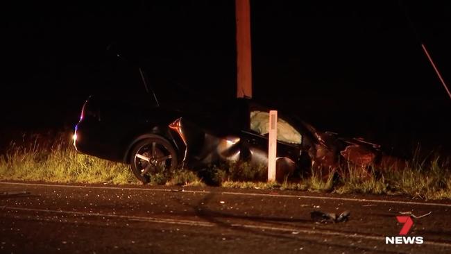 The black ute allegedly lost control when the crash occurred. Image: 7News Mackay