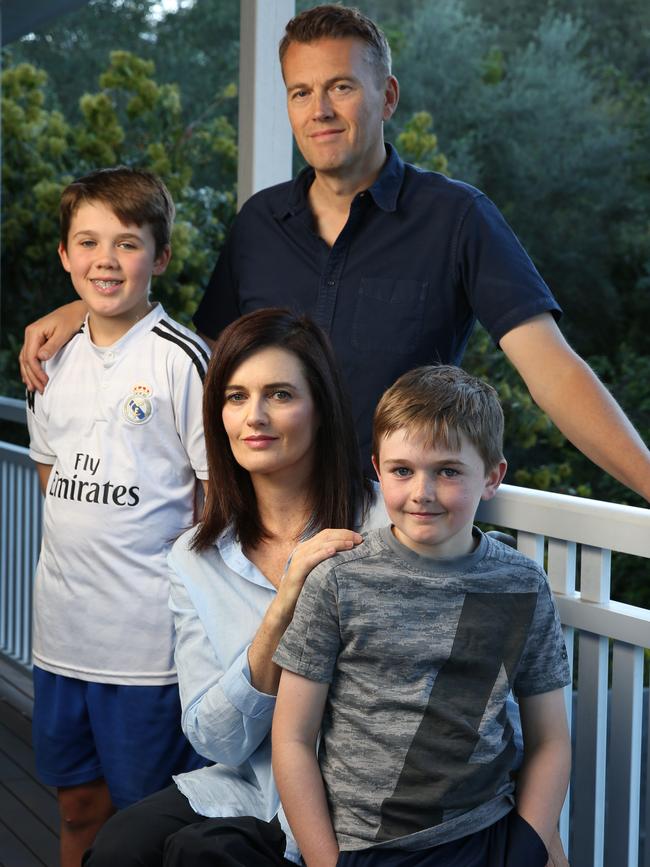 Ali France with then-husband Clive and sons Henry and Zac, in 2017. Picture: David Kelly