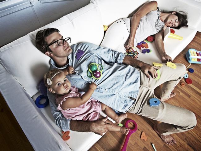 Out for the count. The demands of modern parenting are leaving many adults exhausted. Picture: iStock