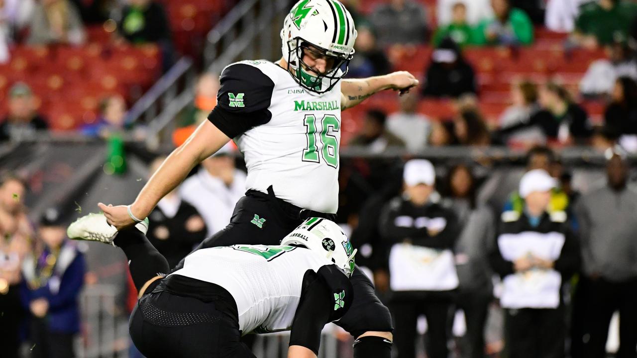 Newly recruited New England Patriots kicker Justin Rohrwasser has vowed to remove a tattoo which represents a far-right anti-government paramilitary group. (Photo by Julio Cesar AGUILAR / GETTY IMAGES NORTH AMERICA / AFP)