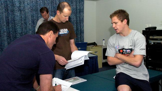 Joel Selwood during a medical screen at 2006 AFL Draft Camp at the AIS.